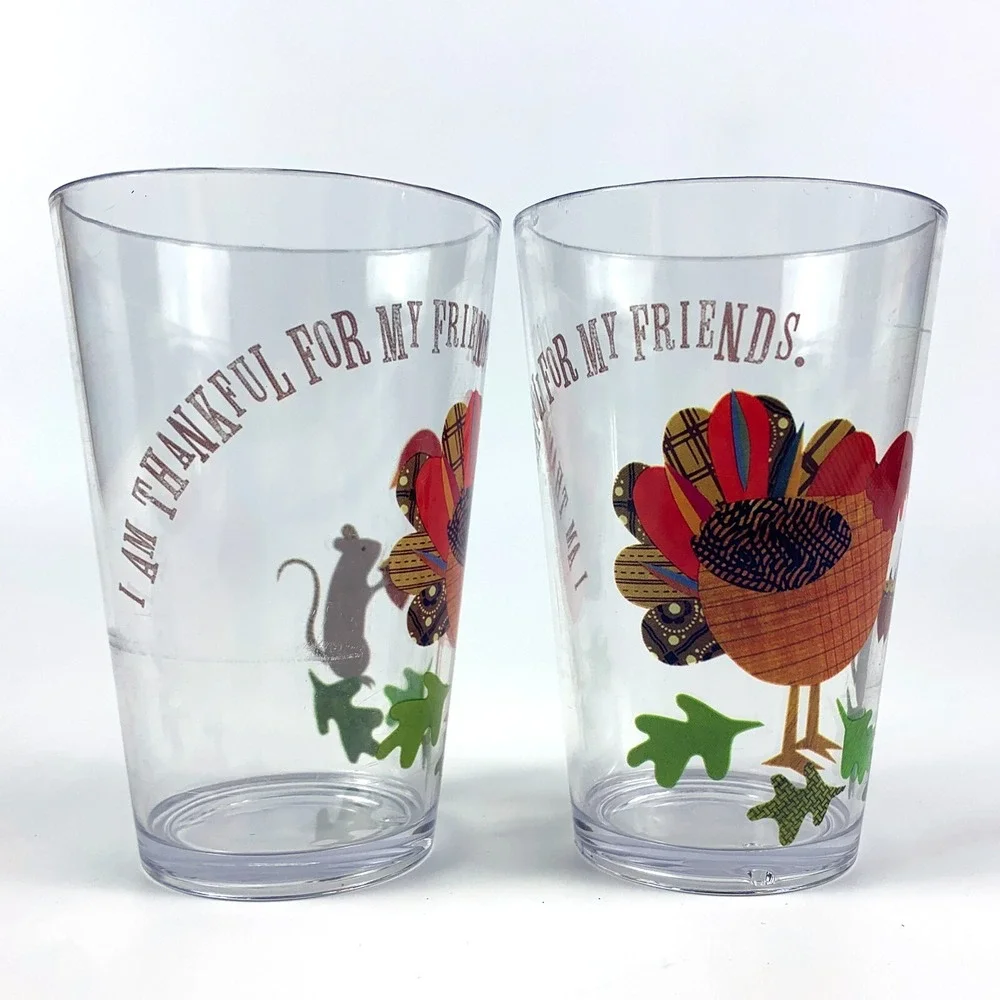 Pottery Barn Kids Im Thankful For My Friends‎ Thanksgiving Set of 2 Cups Turkey - Picture 13 of 16